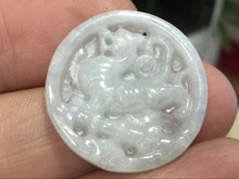 Load image into Gallery viewer, 10% OFF- Certified Natural Icy Jadeite Emerald A*Jade HandCarved Tiger Pendant K1564