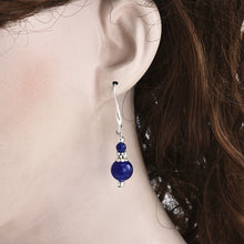 Load image into Gallery viewer, 10% OFF- 2 pcs Certified Natural Handmade A Pair of Blue Lapis Lazuli 6-12mm Jade Drop Earrings Silver SP LEVERBACK