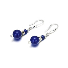 Load image into Gallery viewer, 10% OFF- 2 pcs Certified Natural Handmade A Pair of Blue Lapis Lazuli 6-12mm Jade Drop Earrings Silver SP LEVERBACK