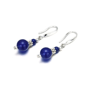 10% OFF- 2 pcs Certified Natural Handmade A Pair of Blue Lapis Lazuli 6-12mm Jade Drop Earrings Silver SP LEVERBACK