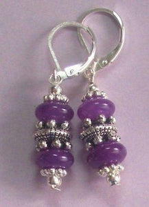 10% OFF- 2 pcs Certified Natural Handmade A Pair of Purple Jade Drop Earrings SP LEVERBACK