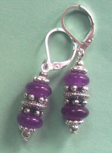 Load image into Gallery viewer, 10% OFF- 2 pcs Certified Natural Handmade A Pair of Purple Jade Drop Earrings SP LEVERBACK