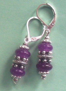 10% OFF- 2 pcs Certified Natural Handmade A Pair of Purple Jade Drop Earrings SP LEVERBACK