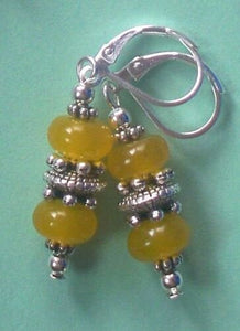 10% OFF- 2 pcs Certified Natural Handmade A Pair of Yellow Jade Drop Earrings SP LEVERBACK