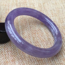 Load image into Gallery viewer, 10% OFF- 54/55/56mm Certified Natural Lavender Jadeite Emerald A*Jade HandCarved Bangle 0115