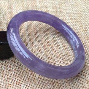 10% OFF- 54/55/56mm Certified Natural Lavender Jadeite Emerald A*Jade HandCarved Bangle 0115