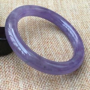 10% OFF- 54/55/56mm Certified Natural Lavender Jadeite Emerald A*Jade HandCarved Bangle 0115