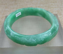 Load image into Gallery viewer, 10% OFF- 57/58/59mm Certified Natural Green Jadeite Emerald A*Jade HandCarved Bangle A353