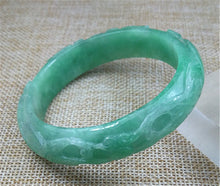 Load image into Gallery viewer, 10% OFF- 57/58/59mm Certified Natural Green Jadeite Emerald A*Jade HandCarved Bangle A353