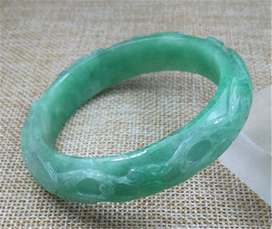 10% OFF- 57/58/59mm Certified Natural Green Jadeite Emerald A*Jade HandCarved Bangle A353