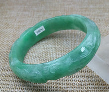 Load image into Gallery viewer, 10% OFF- 57/58/59mm Certified Natural Green Jadeite Emerald A*Jade HandCarved Bangle A353