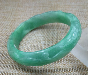 10% OFF- 57/58/59mm Certified Natural Green Jadeite Emerald A*Jade HandCarved Bangle A353