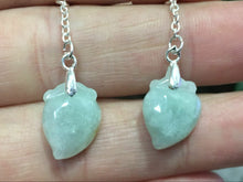 Load image into Gallery viewer, 10% OFF- 2 pcs-Certified Natural Icy Jadeite Emerald A*Jade HandCarved A Pair of Peach Jade Earrings S925 silver X1118