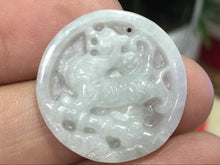 Load image into Gallery viewer, 10% OFF- Certified Natural Icy Jadeite Emerald A*Jade HandCarved Tiger Pendant K1564