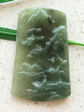 Load image into Gallery viewer, 10% OFF- Certified Natural Oily Green Jadeite Emerald A*Jade Handcarved Landscape Pendant X0230