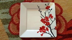 1 Set of 4 pcs-Indonesia Coventry Porcelain Fine Red Flower Plates