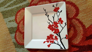 1 Set of 4 pcs-Indonesia Coventry Porcelain Fine Red Flower Plates