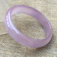 Load image into Gallery viewer, 10% OFF- 55/56/57mm Certified Natural Lavender Jadeite Emerald A*Jade HandCarved Bangle HA1922