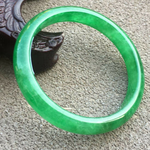 10% OFF- 54/55/56mm Certified Natural Green Jadeite Emerald A*Jade HandCarved Bangle x9588