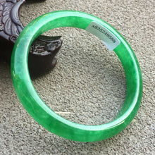 Load image into Gallery viewer, 10% OFF- 54/55/56mm Certified Natural Green Jadeite Emerald A*Jade HandCarved Bangle x9588