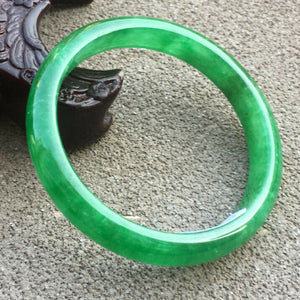 10% OFF- 54/55/56mm Certified Natural Green Jadeite Emerald A*Jade HandCarved Bangle x9588