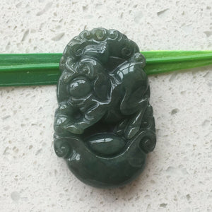 10% OFF- Certified Natural Jadeite Emerald A*Jade HandCarved Pig Pendant猪 F0804