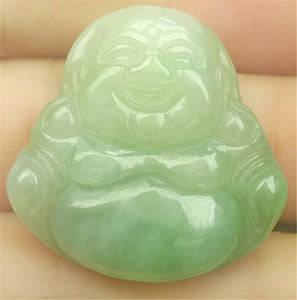 10% OFF- Certified Natural Jadeite Emerald A*Jade HandCarved Happy Buddha Pendant N1934