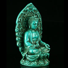 Load image into Gallery viewer, 4.72&#39;&#39;H- Chinese Natural Antique Exquisite Turquoise Handcarved Sculpture Buddha Statue