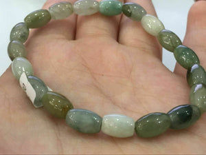 10% OFF- 54-62mm Certified Natural 3 Color Jadeite Emerald A*Jade HandCarved Beads Stretchy Bracelet X2932