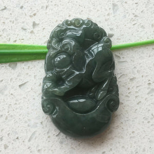 10% OFF- Certified Natural Jadeite Emerald A*Jade HandCarved Pig Pendant猪 F0804