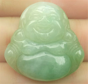 10% OFF- Certified Natural Jadeite Emerald A*Jade HandCarved Happy Buddha Pendant N1934