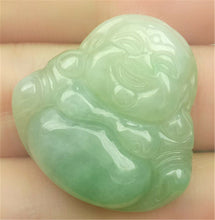 Load image into Gallery viewer, 10% OFF- Certified Natural Jadeite Emerald A*Jade HandCarved Happy Buddha Pendant N1934