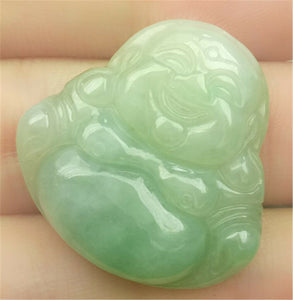 10% OFF- Certified Natural Jadeite Emerald A*Jade HandCarved Happy Buddha Pendant N1934