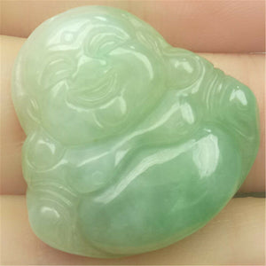 10% OFF- Certified Natural Jadeite Emerald A*Jade HandCarved Happy Buddha Pendant N1934