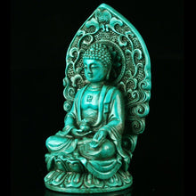 Load image into Gallery viewer, 4.72&#39;&#39;H- Chinese Natural Antique Exquisite Turquoise Handcarved Sculpture Buddha Statue