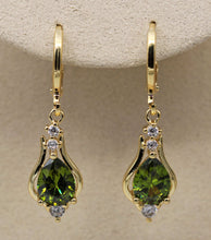 Load image into Gallery viewer, 10% OFF- 18K Yellow Gold Filled 1.2&#39;&#39; Hollow Teardrop Peridot Green Topaz Gems Women Earrings