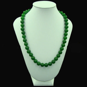 10% OFF- 20in/508mm Certified Natural Green Emerald A*Jade Handcarved Beads Jade Necklace