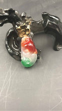 Load image into Gallery viewer, 10% OFF- Certified Natural 3 Color Icy Jadeite Emerald A Jade Handcarved Tablet Dragon Ruyi Pendant A7319