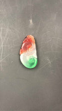 Load image into Gallery viewer, 10% OFF- Certified Natural 3 Color Icy Jadeite Emerald A Jade Handcarved Tablet Dragon Ruyi Pendant A7319