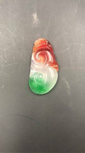 Load image into Gallery viewer, 10% OFF- Certified Natural 3 Color Icy Jadeite Emerald A Jade Handcarved Tablet Dragon Ruyi Pendant A7319