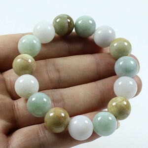 10%OFF- 55-62mm Certified Natural Jadeite Emerald Jade Stretchy-Bracelet《Grade A》X0669