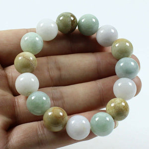 10%OFF- 55-62mm Certified Natural Jadeite Emerald Jade Stretchy-Bracelet《Grade A》X0669