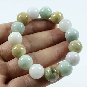 10%OFF- 55-62mm Certified Natural Jadeite Emerald Jade Stretchy-Bracelet《Grade A》X0669