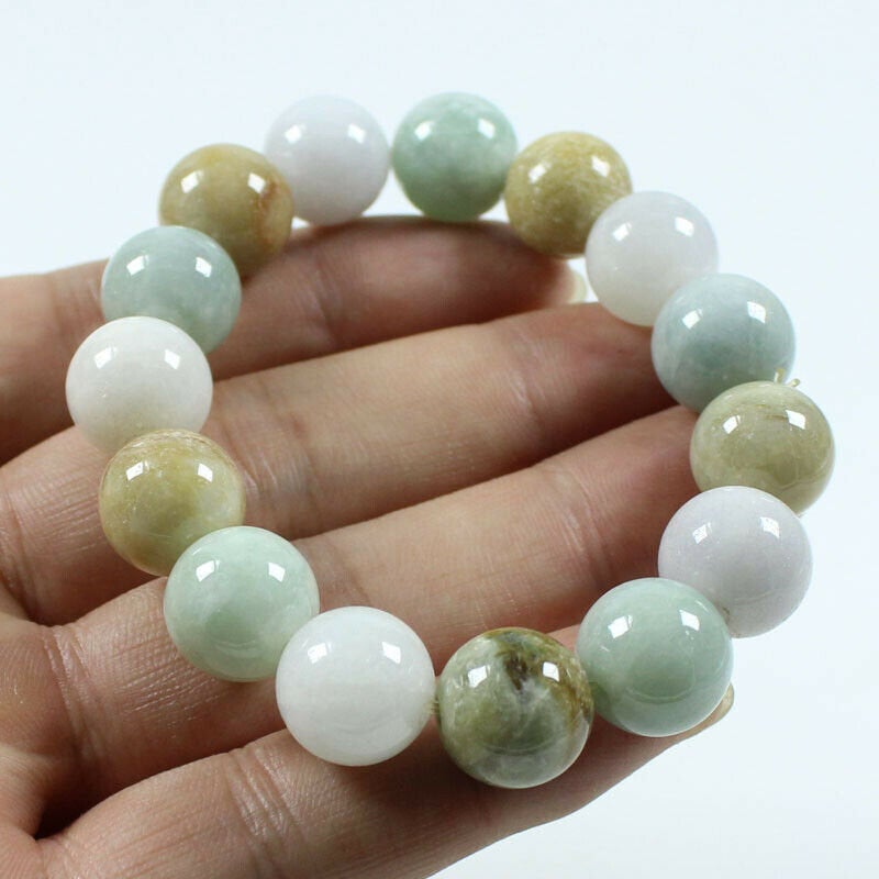 10%OFF- 55-62mm Certified Natural Jadeite Emerald Jade Stretchy-Bracelet《Grade A》X0669