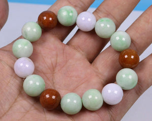 10%OFF- 55-62mm Certified Natural Jadeite Emerald Jade Stretchy-Bracelet《Grade A》N0068