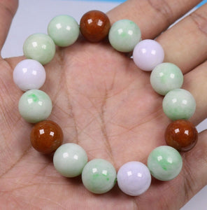 10%OFF- 55-62mm Certified Natural Jadeite Emerald Jade Stretchy-Bracelet《Grade A》N0068