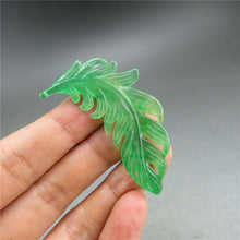 Load image into Gallery viewer, 10% OFF- Certified Natural Ice Green Jadeite Emerald A Jade HandCarved Leaf Pendant A536