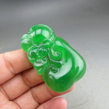Load image into Gallery viewer, 10% OFF- Certified Natural Icy Green Jadeite Emerald A Jade HandCarved Ruyi Pendant A12