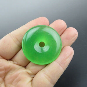 10% OFF- Certified Natural Icy Green Jadeite Emerald A Jade HandCarved Donut Safty Pendant A105