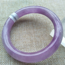Load image into Gallery viewer, 10% OFF- 56/57/58mm Certified Purple Jadeite Emerald A Jade Handcarved Round Bangle S9193